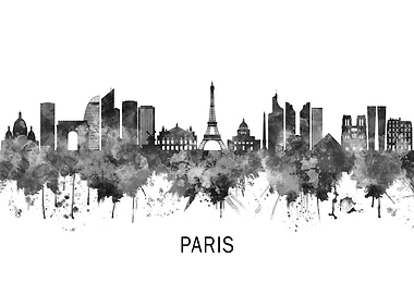 Paris France Skyline BW