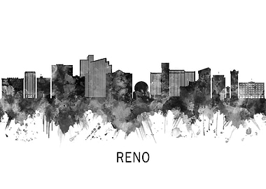 Reno Nevada Skyline BW