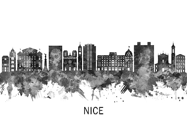 Nice France Skyline BW