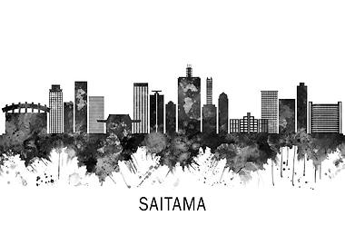 Saitama Japan Skyline BW