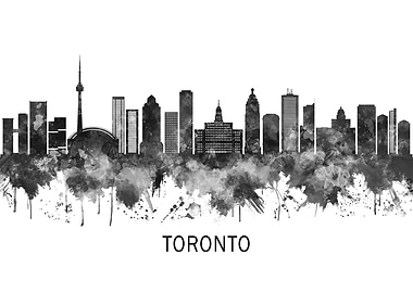 Toronto Canada Skyline BW