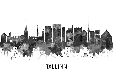 Tallinn Skyline BW