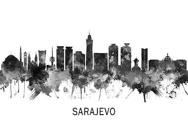 Sarajevo Skyline BW