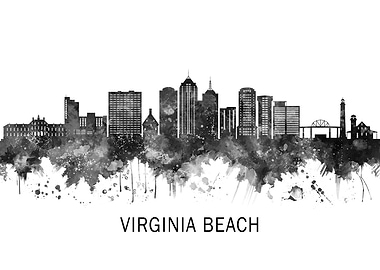 Virginia Beach Skyline BW