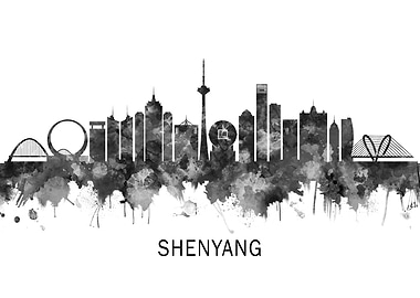 Shenyang China Skyline BW