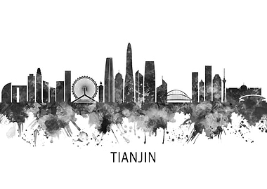 Tianjin China Skyline BW