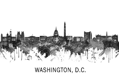Washington DC Skyline BW