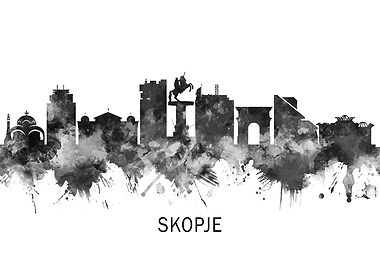 Skopje Skyline BW