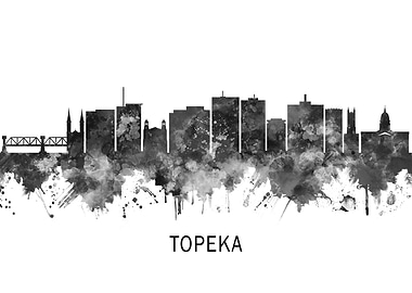 Topeka Kansas Skyline BW