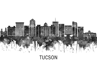 Tucson Arizona Skyline BW