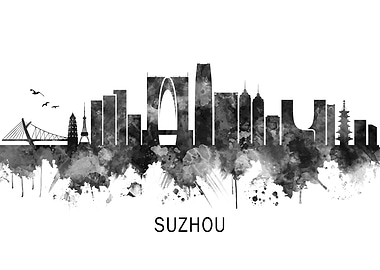Suzhou China Skyline BW