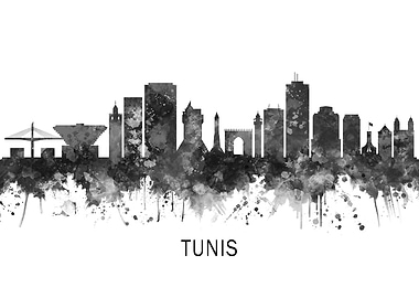 Tunis Tunisia Skyline BW