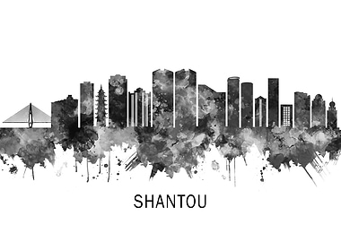 Shantou China Skyline BW