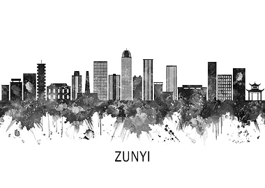 Zunyi China Skyline BW