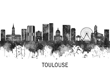 Toulouse France Skyline BW