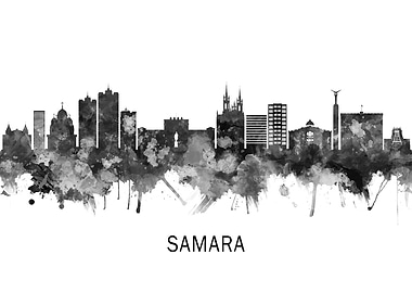 Samara Russia Skyline BW