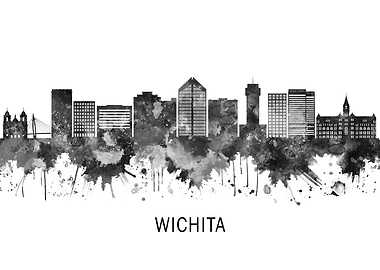 Wichita Kansas Skyline BW