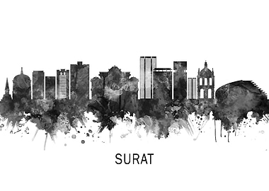 Surat India Skyline BW