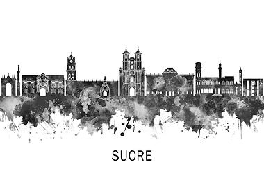 Sucre Bolivia Skyline BW