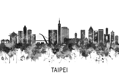Taipei Taiwan Skyline BW