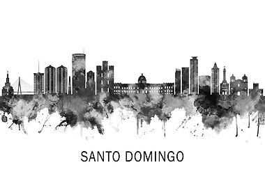 Santo Domingo Skyline BW