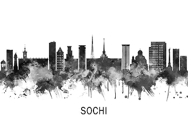 Sochi Russia Skyline BW