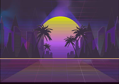 NEON RETROWAVE SKYLINE