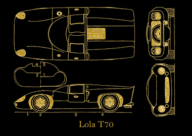 Lola T70 Blueprint gold