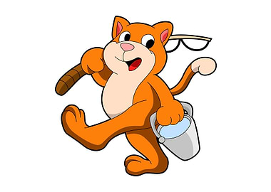 Cat Fishing Bucket Water