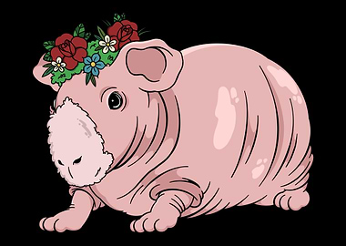 Skinny Pig with Flowers