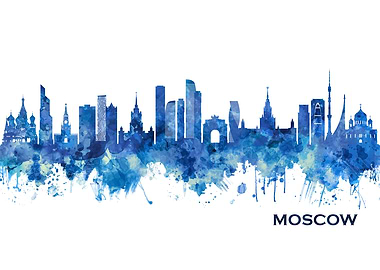 Moscow Russia Skyline Blue