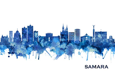 Samara Russia Skyline Blue