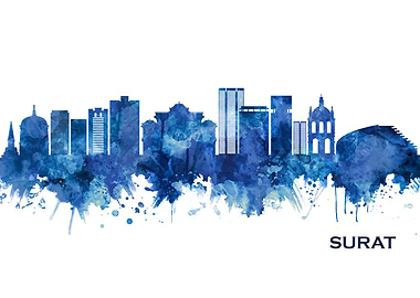 Surat India Skyline Blue