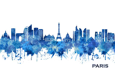 Paris France Skyline Blue