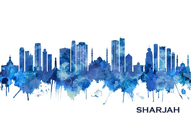 Sharjah UAE Skyline Blue