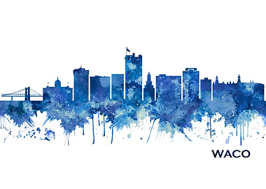 Waco Texas Skyline Blue