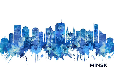 Minsk Belarus Skyline Blue