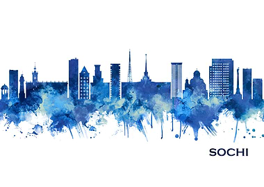 Sochi Russia Skyline Blue