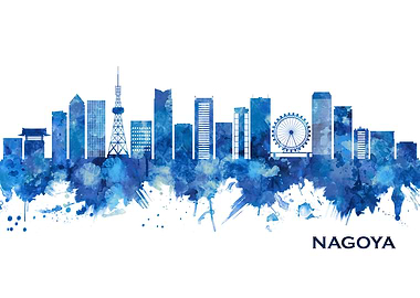 Nagoya Japan Skyline Blue