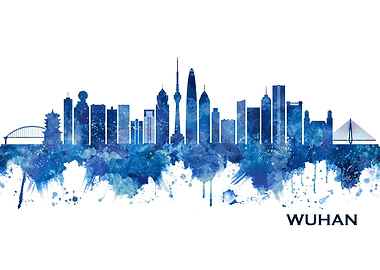 Wuhan China Skyline Blue