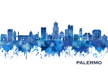 Palermo Italy Skyline Blue