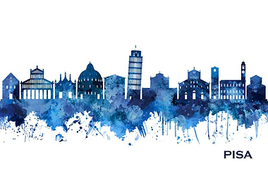 Pisa Italy Skyline Blue