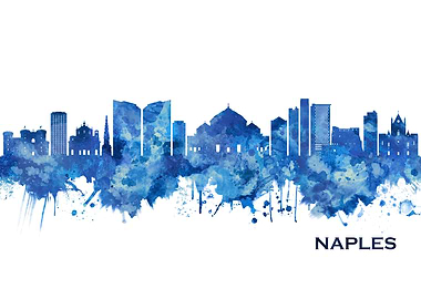 Naples Italy Skyline Blue