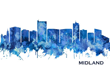 Midland Texas Skyline Blue