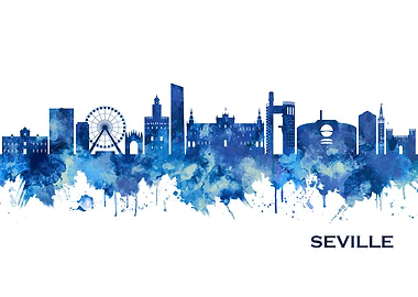 Seville Spain Skyline Blue