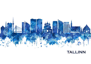 Tallinn Skyline Blue