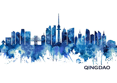 Qingdao China Skyline Blue