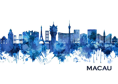 Macau China Skyline Blue