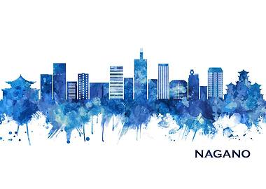 Nagano Japan Skyline Blue