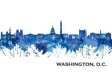 Washington DC Skyline Blue
